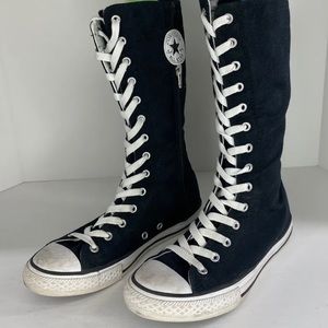 Navy Blue Converse All Star Knee High Lace Up Boots/ Sneakers